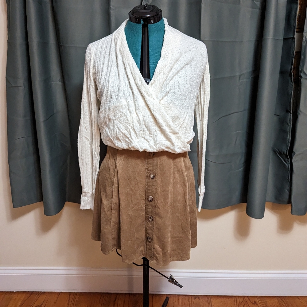 Faux suede skater skirt